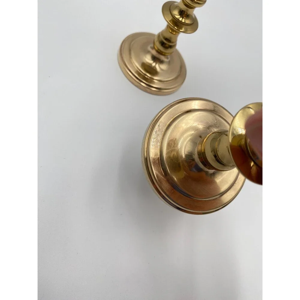 Baldwin Solid Brass Candlestick Holders Set of 2, Vintage, 4.75 Inch